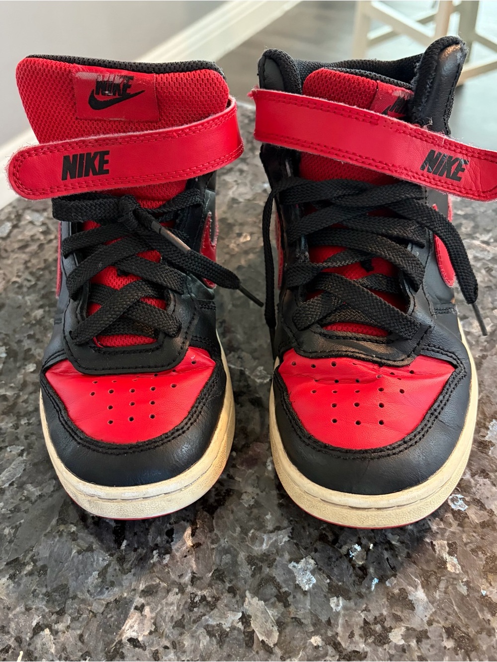 Nike Kids High-Top Sneakers in Black and Red